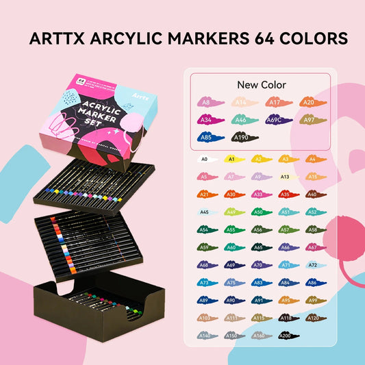 Arrtx - Acrylic Fine Paint Markers (64)