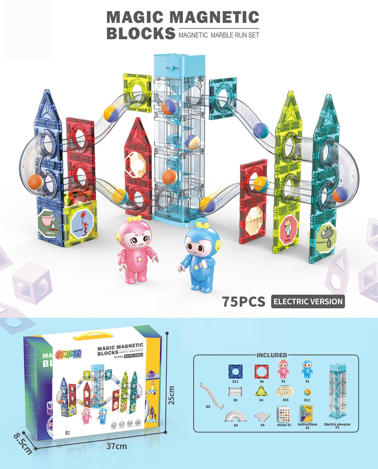 BrIQs - Motion Series Magnetic Marble Run -75 Pieces Set