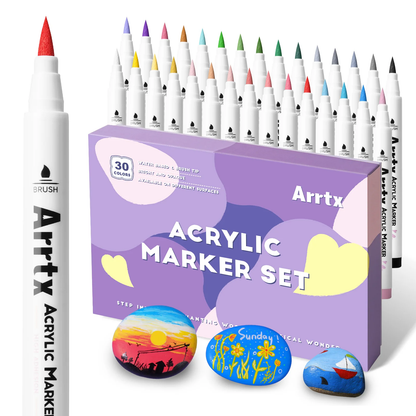 Arrtx - 30 Acrylic Vibrant Paint Markers
