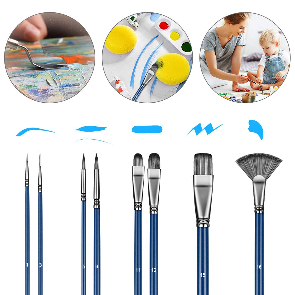 BubbleBean - 16pc Elite Paint Brush Set