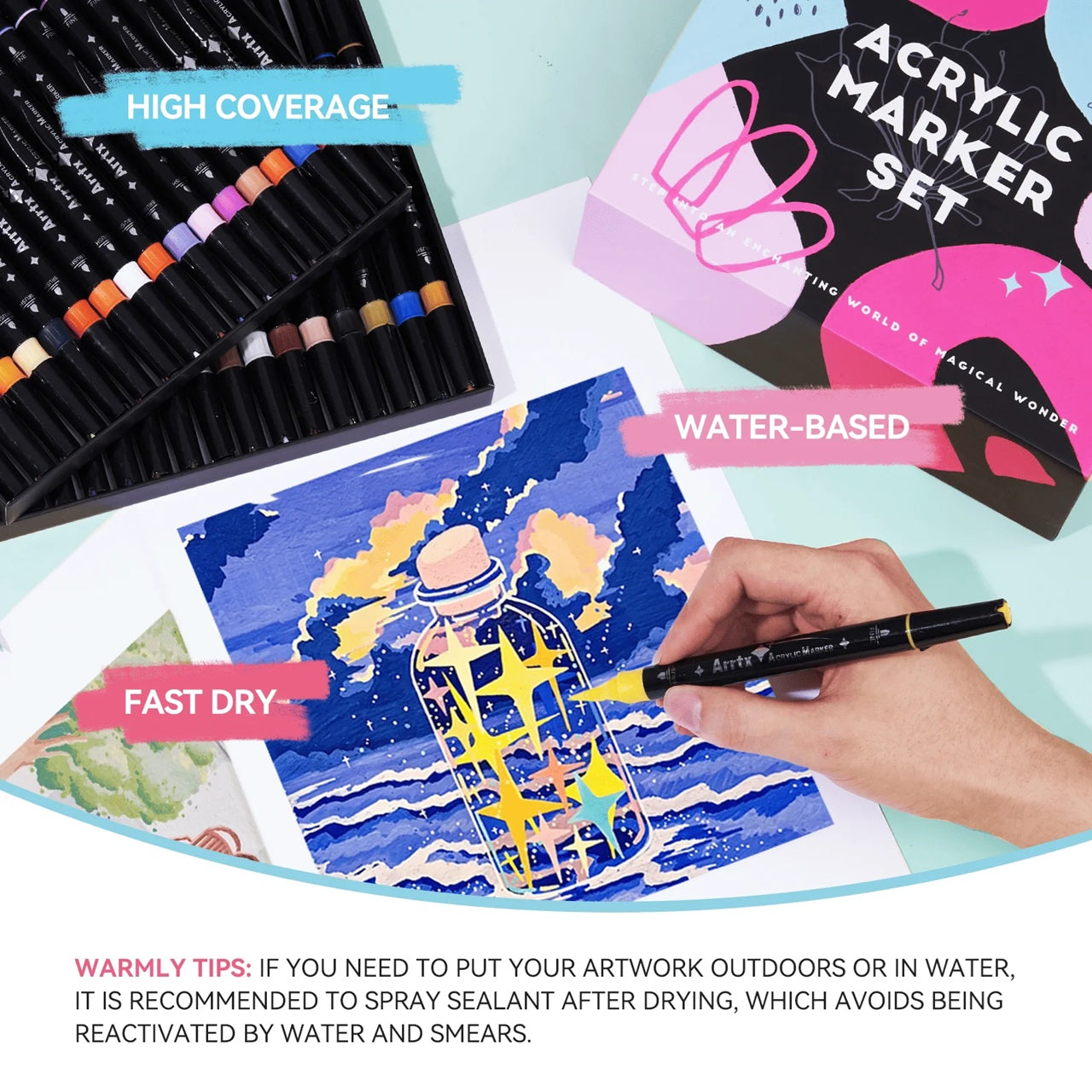 Arrtx - Acrylic Fine Paint Markers (64)