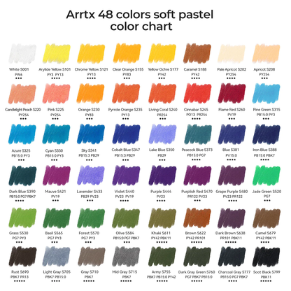 Arrtx - 48 Colours Soft Chalk Pastels
