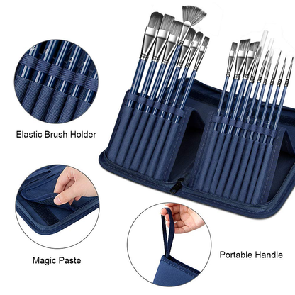 BubbleBean - 16pc Elite Paint Brush Set