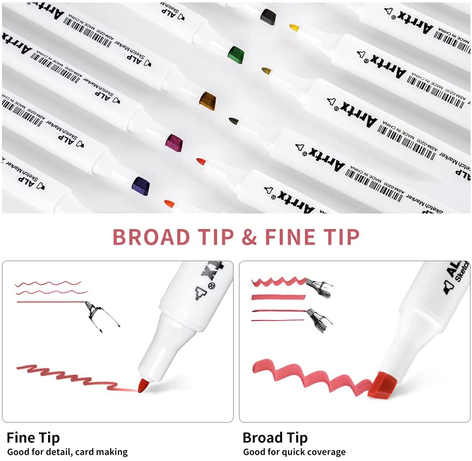 Arrtx - Assorted Bright Colours Alcohol Based Art Markers