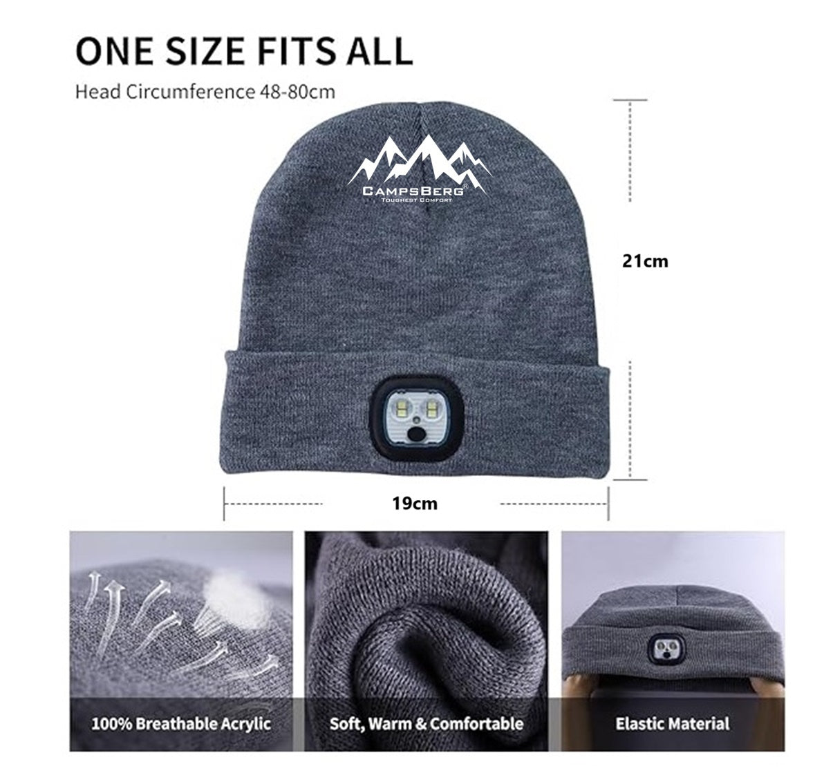 CampsBerg - Outdoor Beanie with Built-in LED