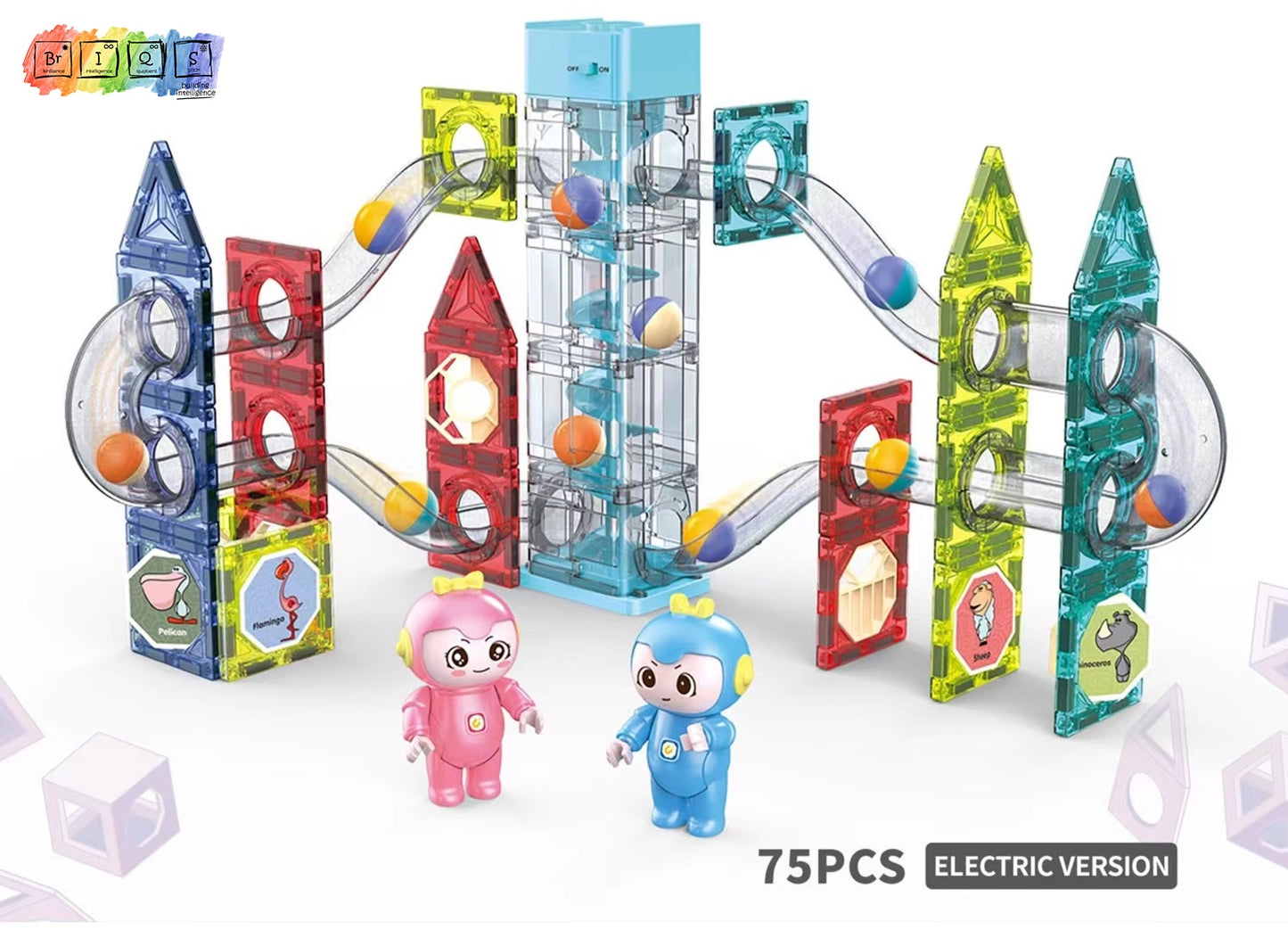 BrIQs - Motion Series Magnetic Marble Run -75 Pieces Set