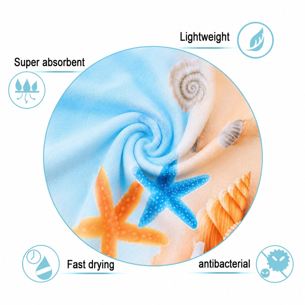 CampsBerg - Quick Dry Microfibre Beach Towel - Summer Stripes