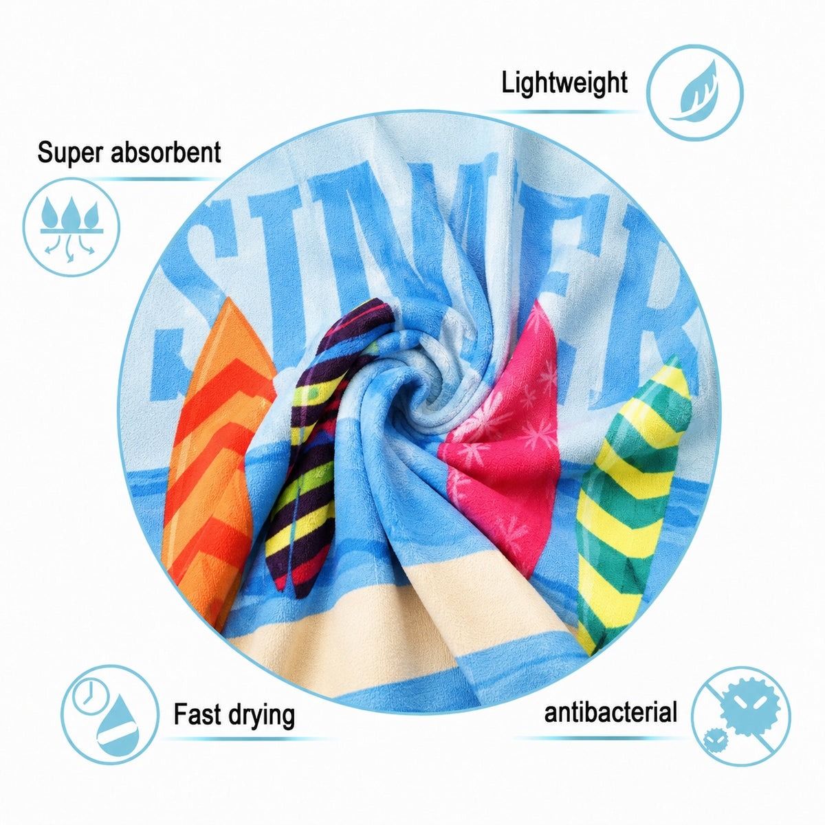 CampsBerg - Quick Dry Microfibre Beach Towel - Summer Stripes